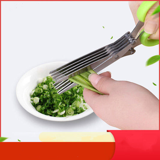 Kitchen Broken Chopped Green Onion Scissors Multi-purpose Stainless Steel Five-layer Scissors Shredding Scissors Five-layer Seaweed Broken Multi-layer Scissors