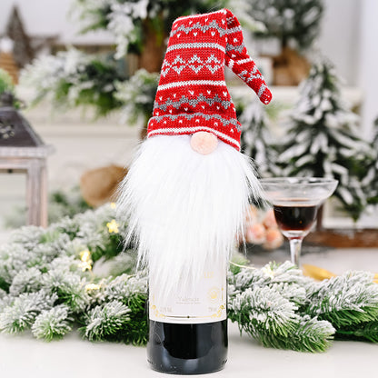 Three Dimensional Cloth Art Doll Christmas Flannel Red Wine Cover