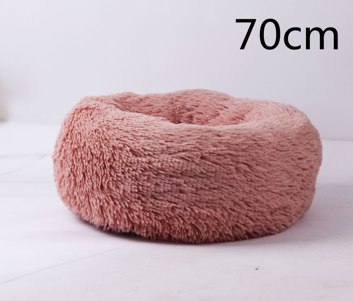 Cotton Pet Bed Winter Warm Sleeping Bed For Dogs Kennel Dog Round Cat Long Plush Puppy Cushion Mat Portable Cat Supplies