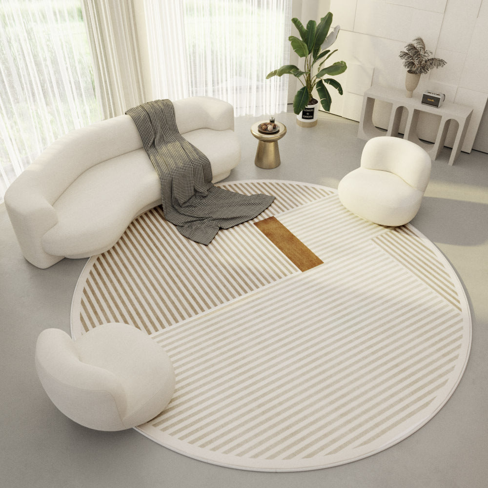 Cream Modern Simple Round Carpet