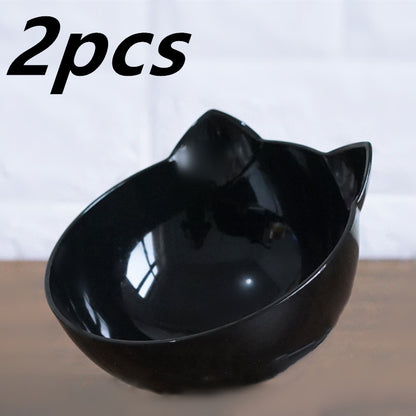 New Inclined Food Cat Ear Oblique Mouth Transparent Single Pet Bowl