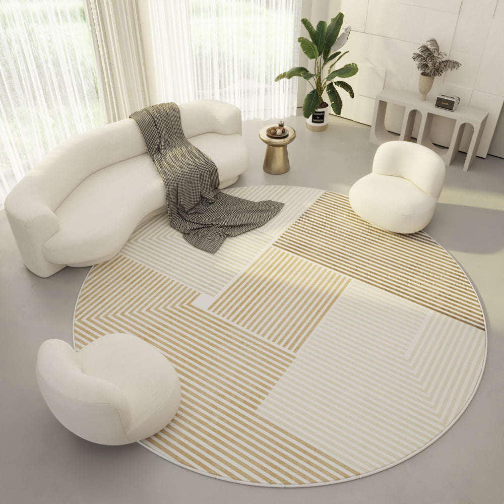 Cream Modern Simple Round Carpet