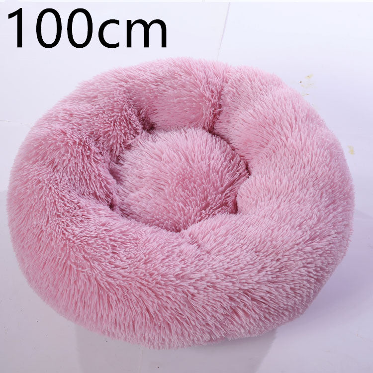 Cotton Pet Bed Winter Warm Sleeping Bed For Dogs Kennel Dog Round Cat Long Plush Puppy Cushion Mat Portable Cat Supplies