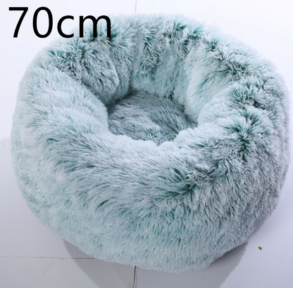 Cotton Pet Bed Winter Warm Sleeping Bed For Dogs Kennel Dog Round Cat Long Plush Puppy Cushion Mat Portable Cat Supplies