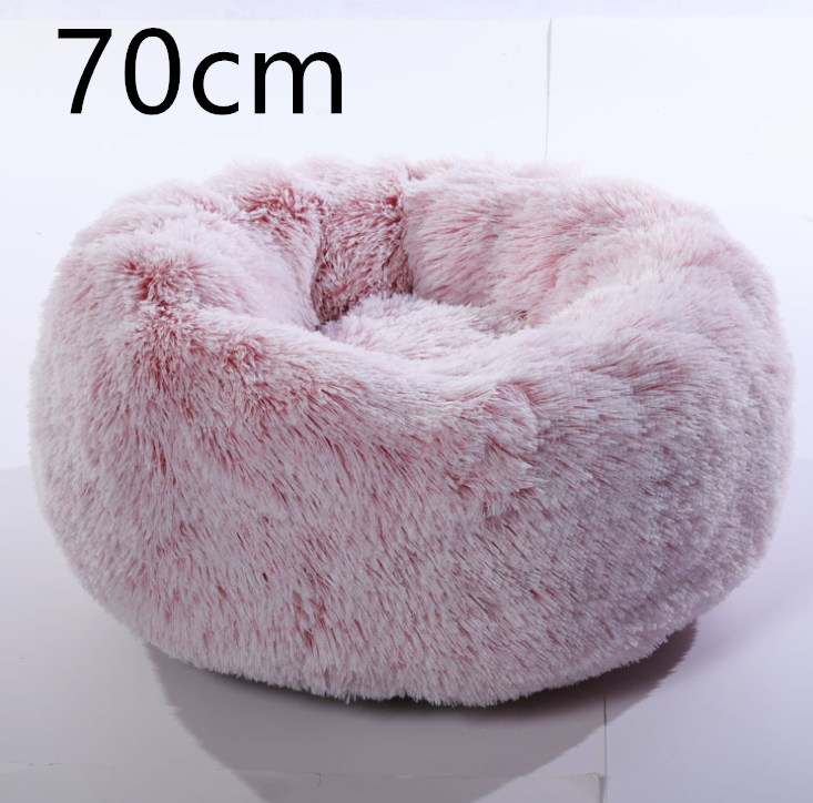 Cotton Pet Bed Winter Warm Sleeping Bed For Dogs Kennel Dog Round Cat Long Plush Puppy Cushion Mat Portable Cat Supplies