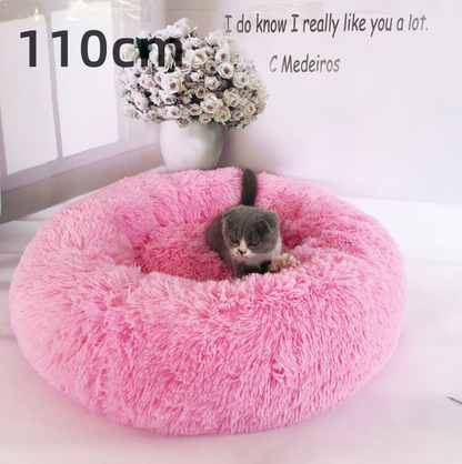 Cotton Pet Bed Winter Warm Sleeping Bed For Dogs Kennel Dog Round Cat Long Plush Puppy Cushion Mat Portable Cat Supplies