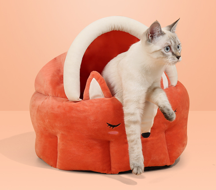 Funny Fox Shape Pet Cat Bed House Cozy Dog Cat Mat Bed Warm Durable Portable Pet Basket Kennel Dog Cushion Cat Supplies