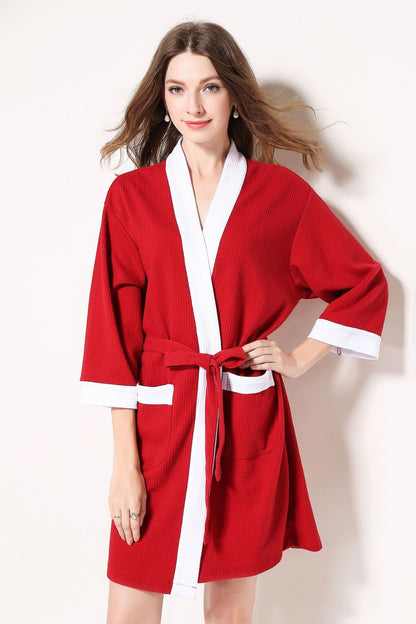 Men's Cotton Waffle Robe Bathrobe Towel