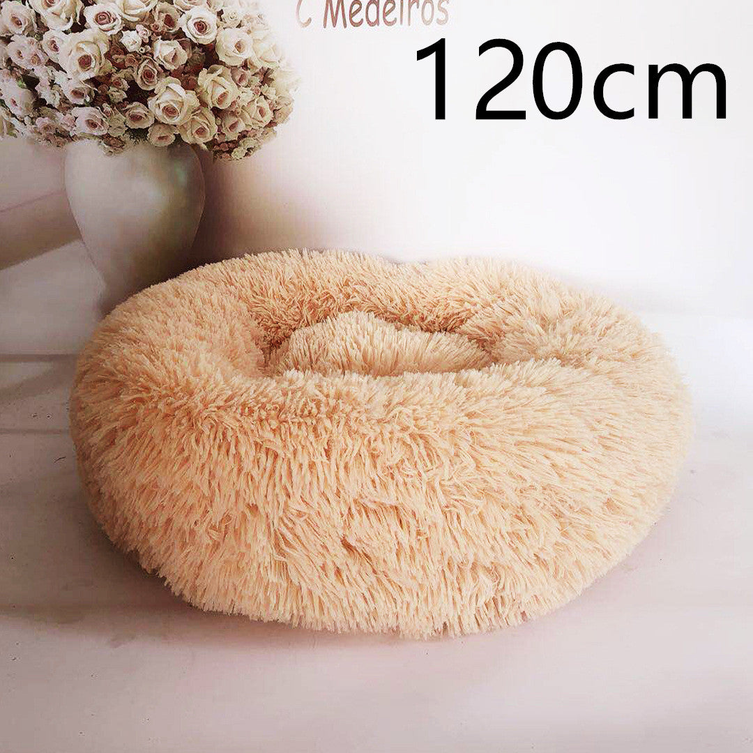 Cotton Pet Bed Winter Warm Sleeping Bed For Dogs Kennel Dog Round Cat Long Plush Puppy Cushion Mat Portable Cat Supplies