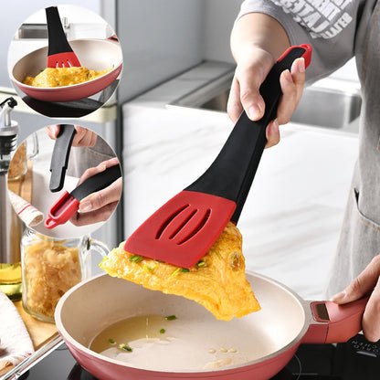 3 In 1 Frying Spatula Clip Silicone Food Clip Frying Steak Pancakes Shovel Slotted Turners Kitchen Tools Cooking Utensils Kitchen Gadgets